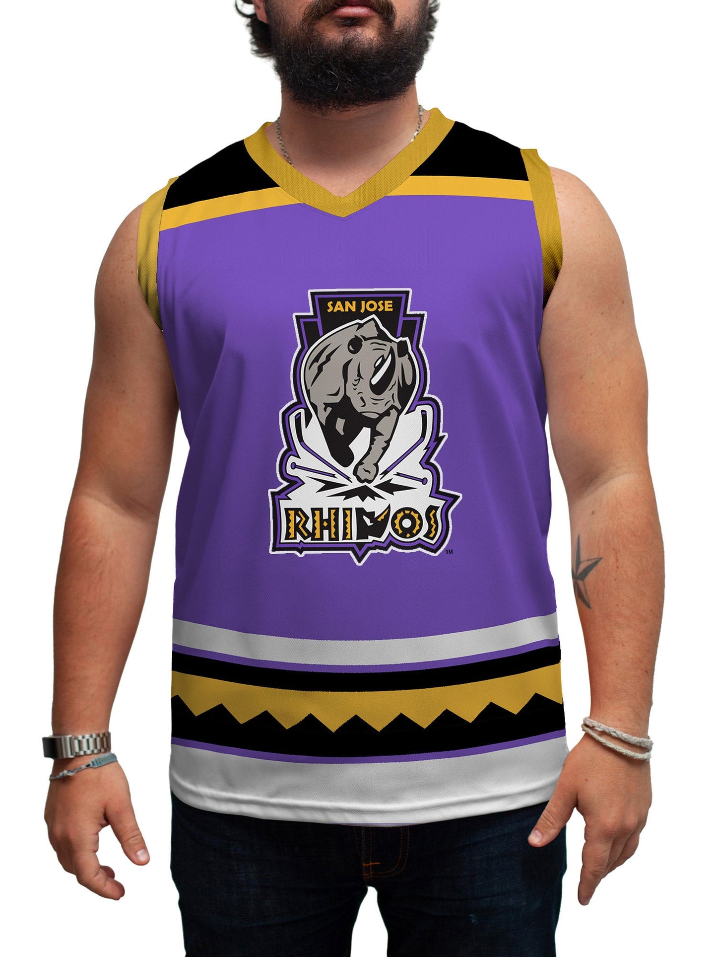 San Jose Rhinos Hockey Tank - ON MODEL FRONT
