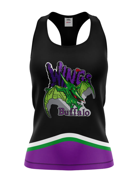Bench Clearers Buffalo Wings Women's Racerback Hockey Tank - 3D FRONT