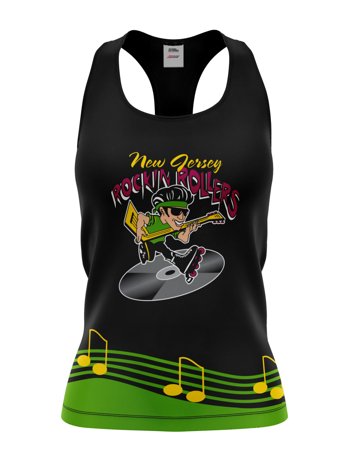 Bench Clearers New Jersey Rockin' Rollers Women's Racerback Hockey Tank - 3D FRONT