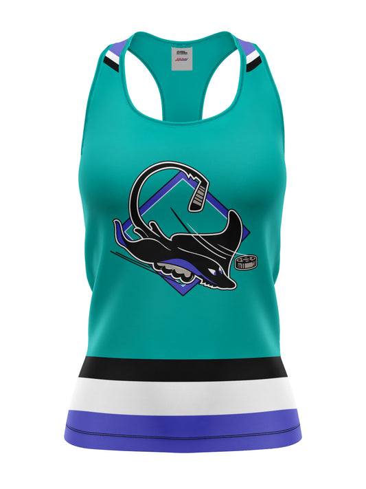 Bench Clearers Oakland Skates Women's Racerback Hockey Tank - 3D FRONT