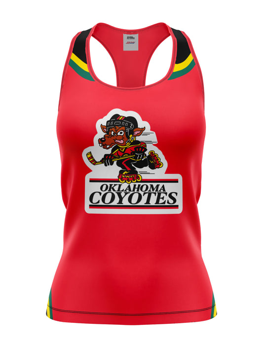 Bench Clearers Oklahoma Coyotes Women's Racerback Hockey Tank - 3D FRONT