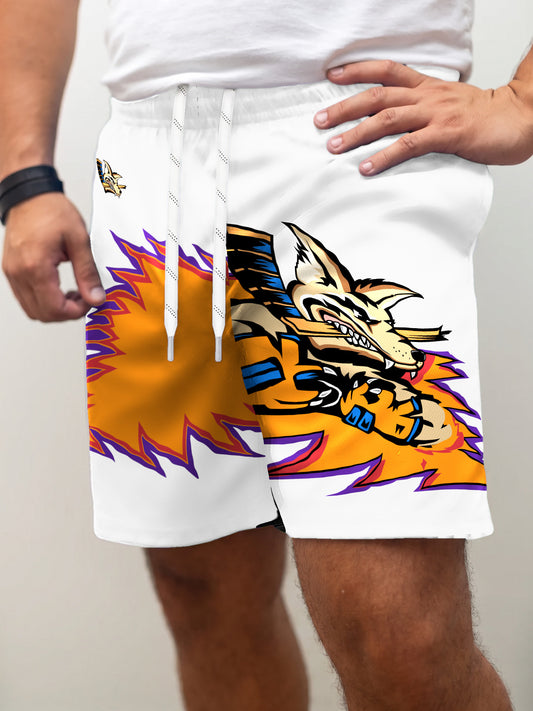 Model wearing the Bench Clearers Orlando Jackals Away Hockey Shorts - front view
