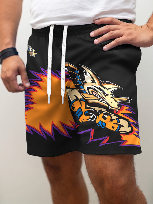 Model wearing the Bench Clearers Orlando Jackals Hockey Shorts - front view