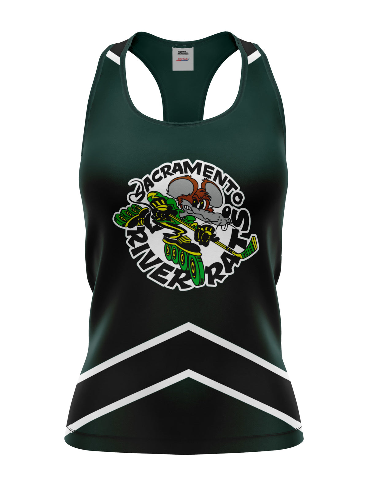Bench Clearers Sacramento River Rats Women's Racerback Hockey Tank - 3D FRONT