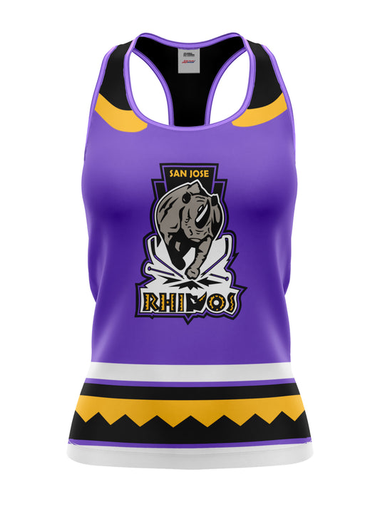 Bench Clearers San Jose Rhinos Women's Racerback Hockey Tank - 3D FRONT